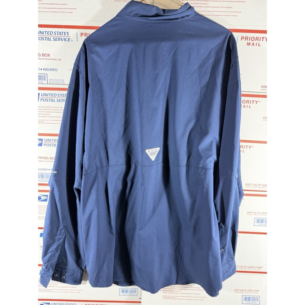 Columbia‎ PFG Cowboys Fishing Shirt Men's 2X Navy Dallas Star Long Sleeve NFL - Picture 8 of 8